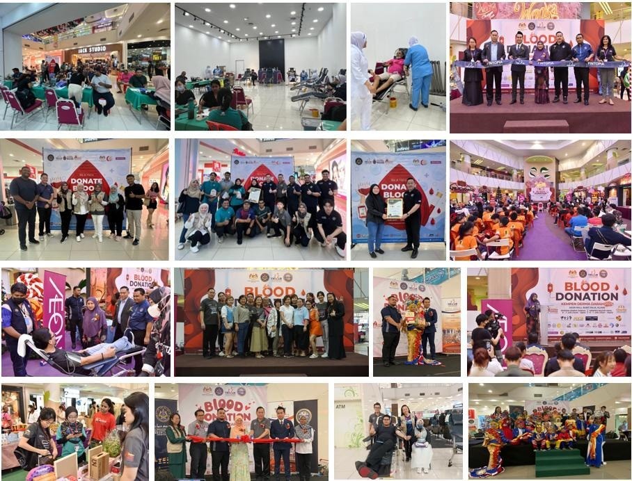 Blood donation campaigns · 2025: MTPN and YMLM · Campaign photographs from across Malaysia.